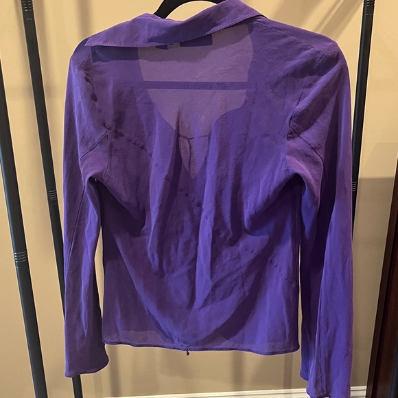 Y2K Banana Republic Purple Silk Sheer Long-Sleeve Top - Vintage - Picture 4 of 7
